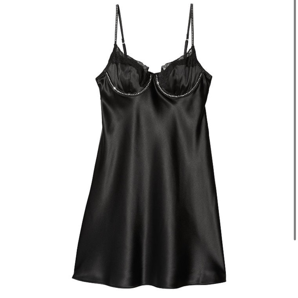 NWT Victoria’s Secret Satin & Lace Embellished Cupped Mini Slip - Picture 4 of 15